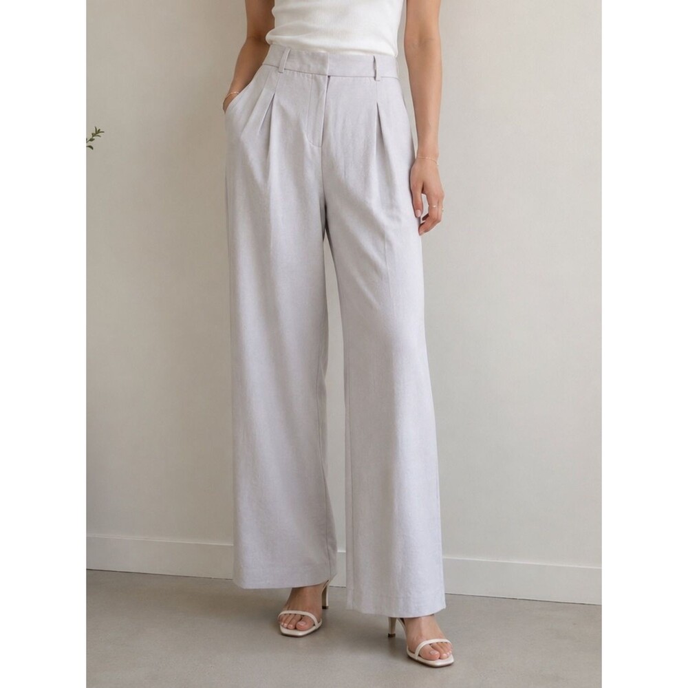 House of Harlow 1960 Beige Pleated Wide Leg Trousers Pants Size 2